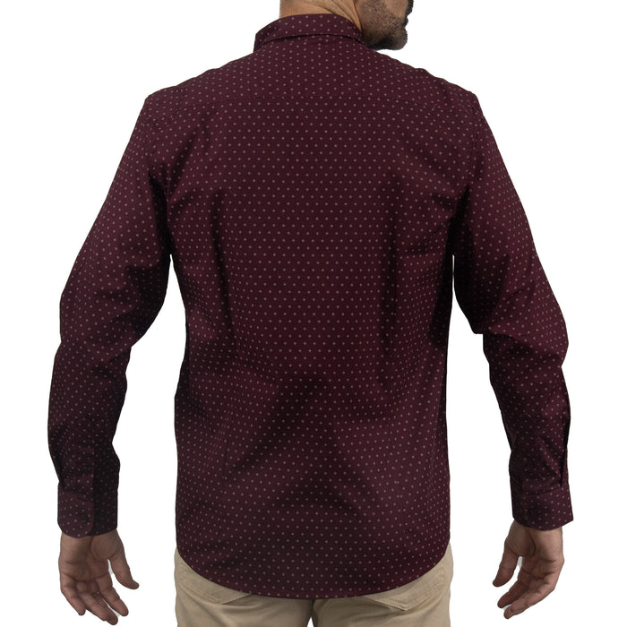 Camisa Guinda con Estampado de Manga Larga 100% Algodón 2409111