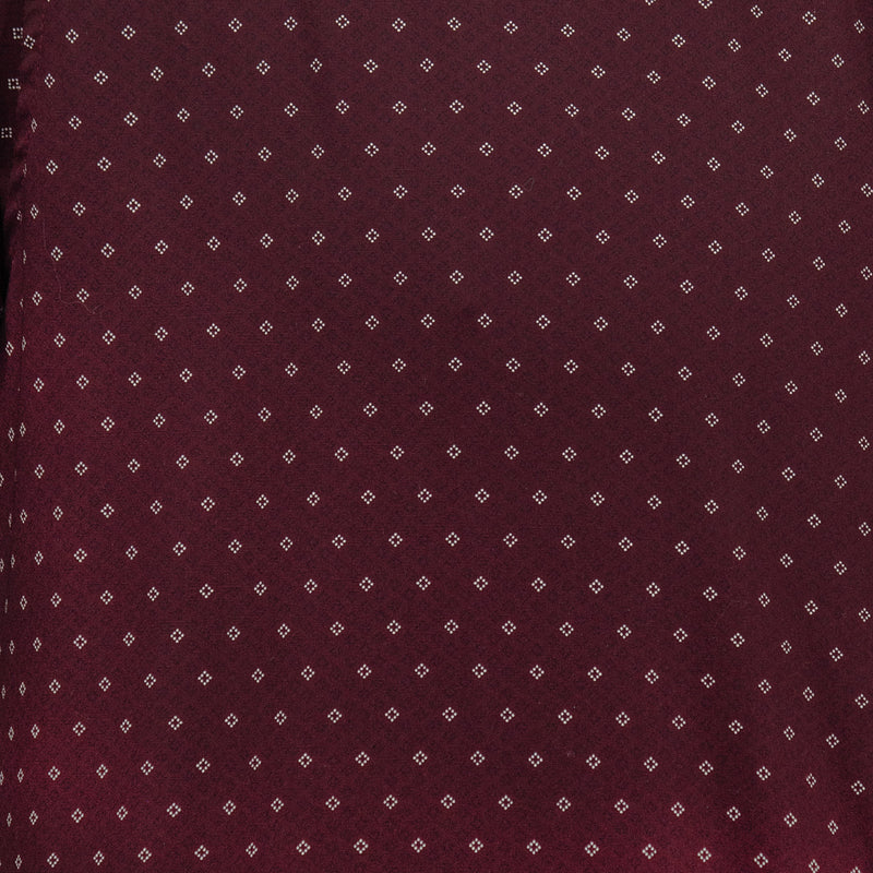 Camisa Guinda con Estampado de Manga Larga 100% Algodón 2409111