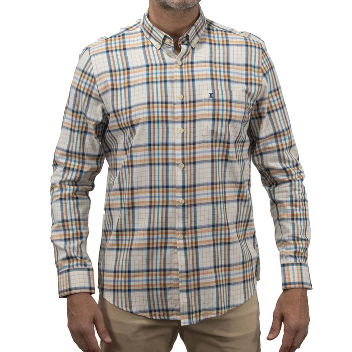Camisa de Manga Larga Cuadros Café 100% Algodón 2409119