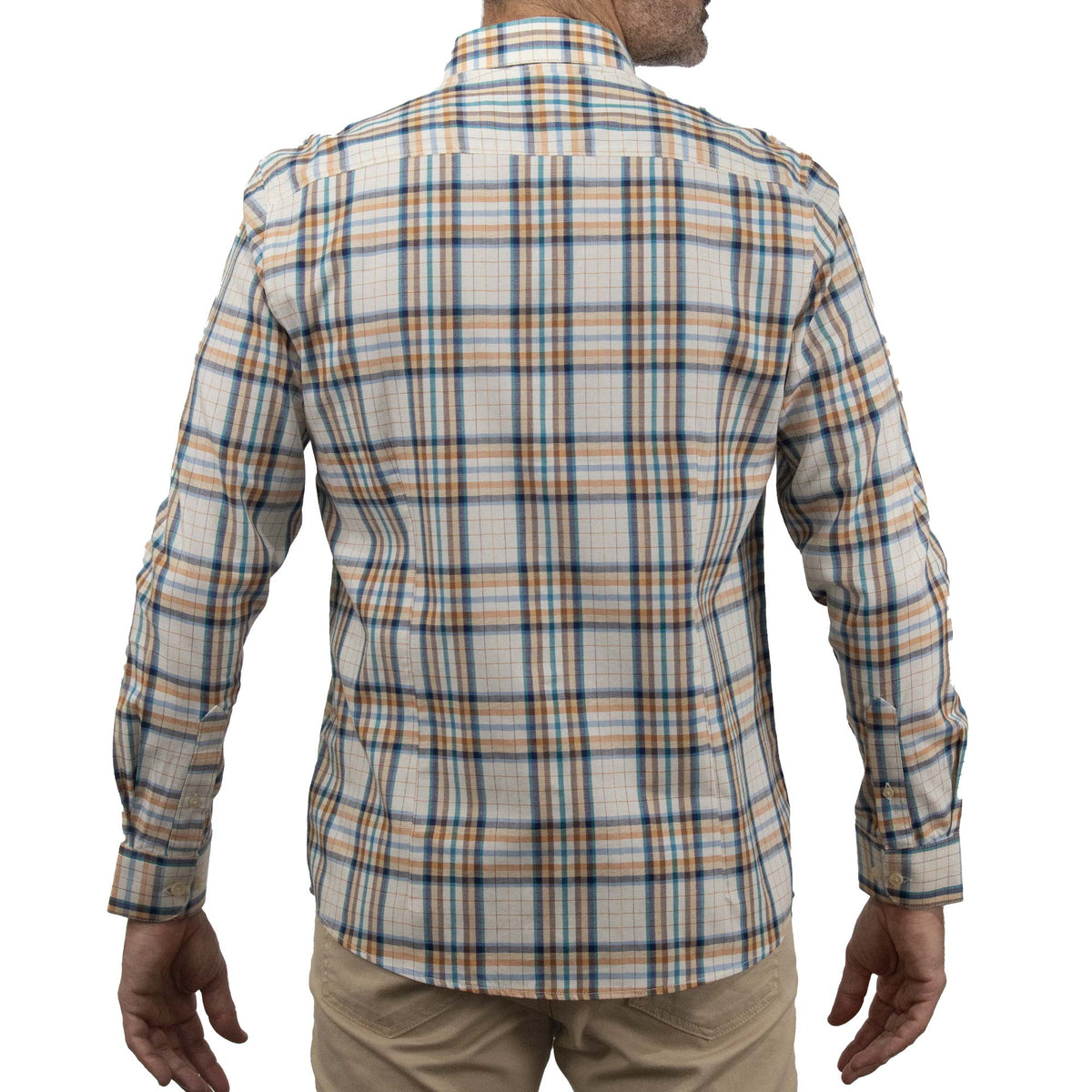 Camisa de Manga Larga Cuadros Café 100% Algodón 2409119