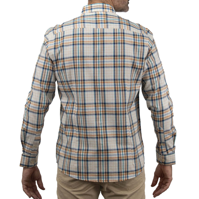 Camisa de Manga Larga Cuadros Café 100% Algodón 2409119