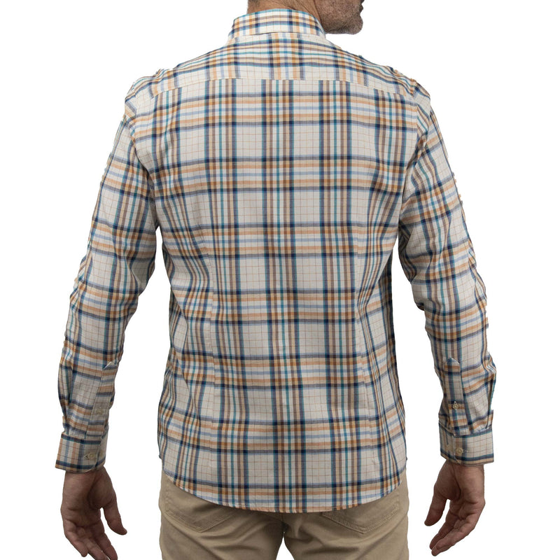 Camisa de Manga Larga Cuadros Café 100% Algodón 2409119