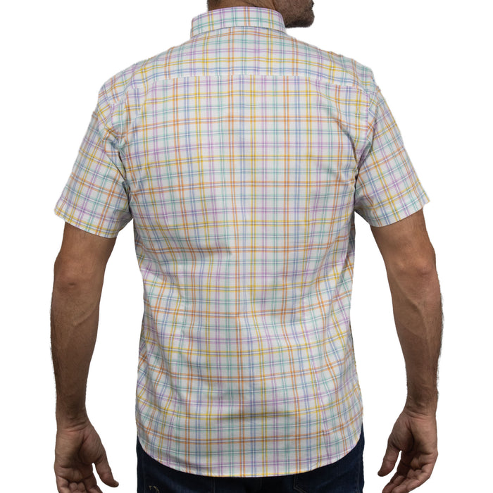 Camisa Cuadros Blanca con Manga Corta 100% Algodón 2409124