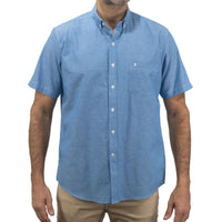 Camisa para Hombre Lisa Azul con Manga Corta 2409126