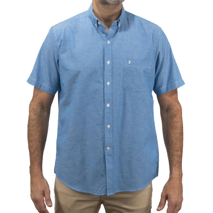 Camisa para Hombre Lisa Azul con Manga Corta 2409126