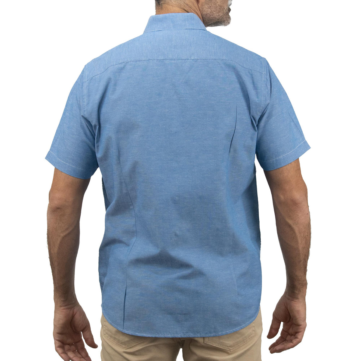Camisa para Hombre Lisa Azul con Manga Corta 2409126
