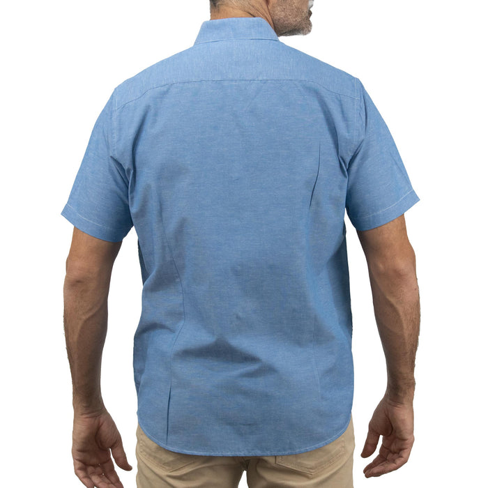 Camisa para Hombre Lisa Azul con Manga Corta 2409126
