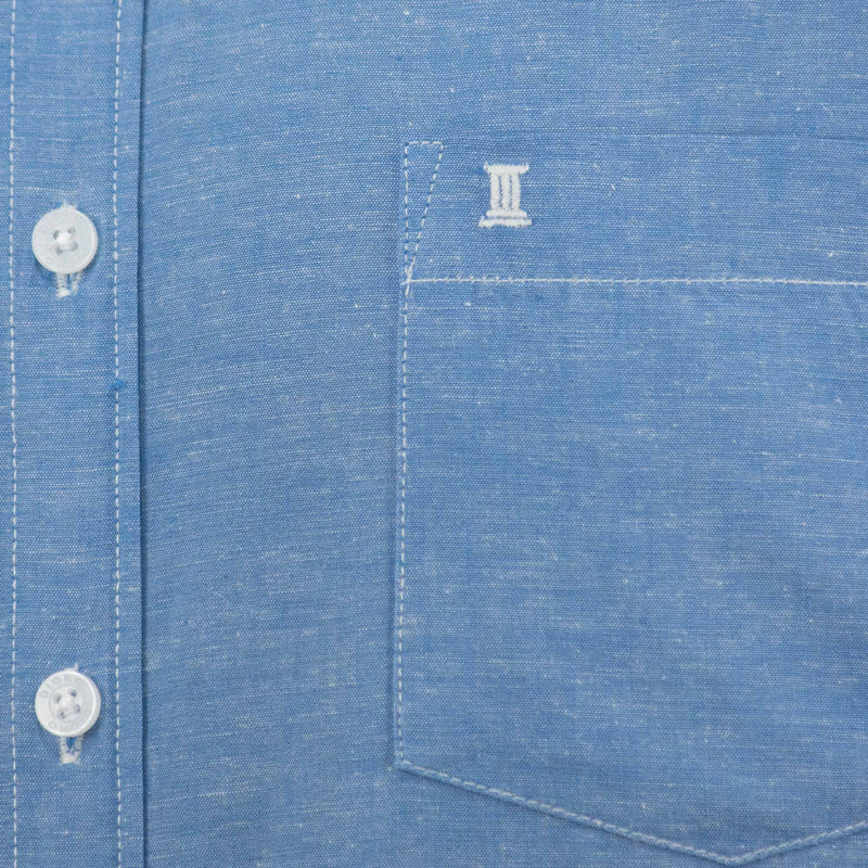 Camisa para Hombre Lisa Azul con Manga Corta 2409126