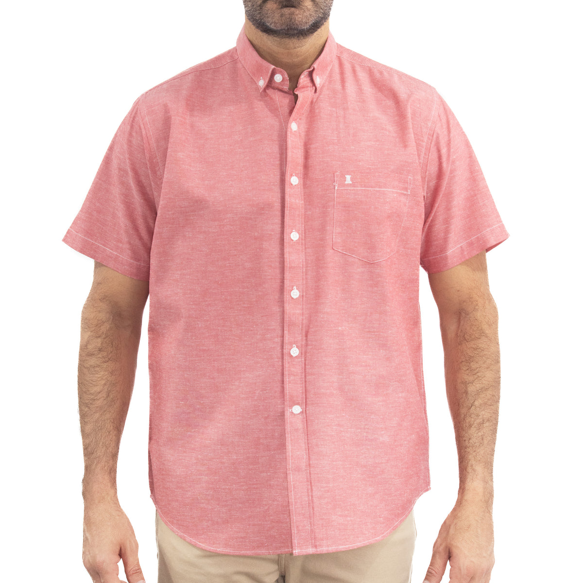 Camisa de Manga Corta Lisa Roja 2409127