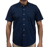 Camisa Azul con Estampado de Manga Corta 100% Algodón 2409128