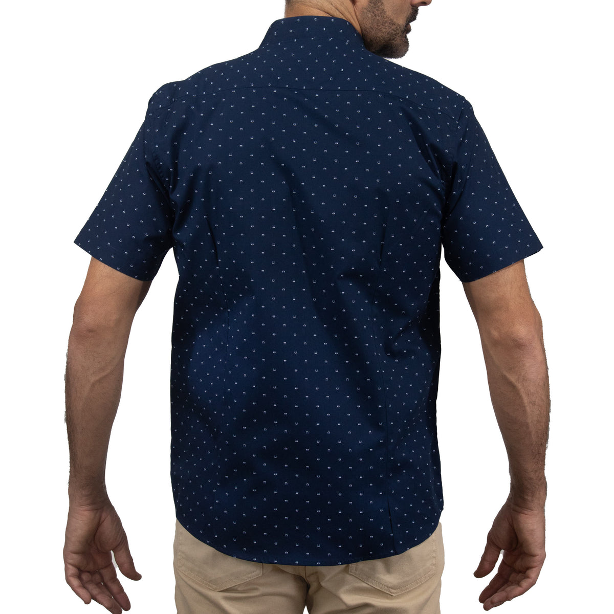 Camisa Azul con Estampado de Manga Corta 100% Algodón 2409128
