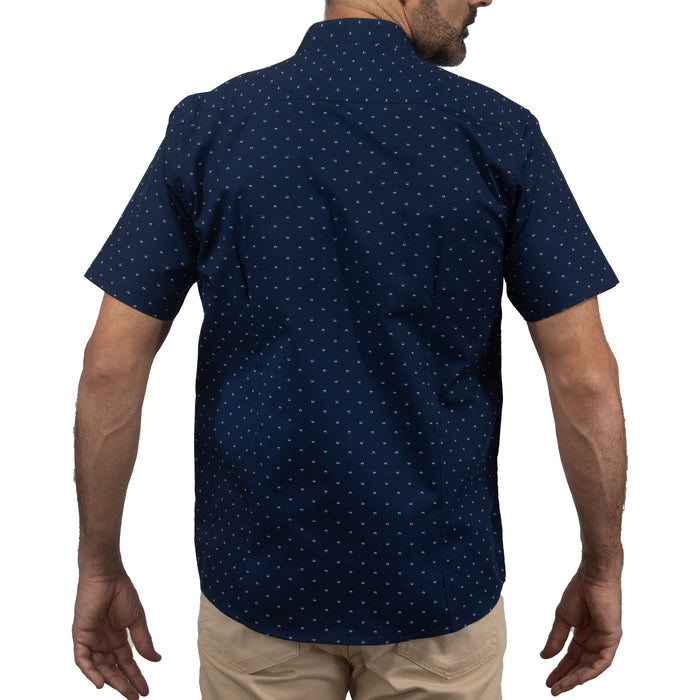 Camisa Azul con Estampado de Manga Corta 100% Algodón 2409128