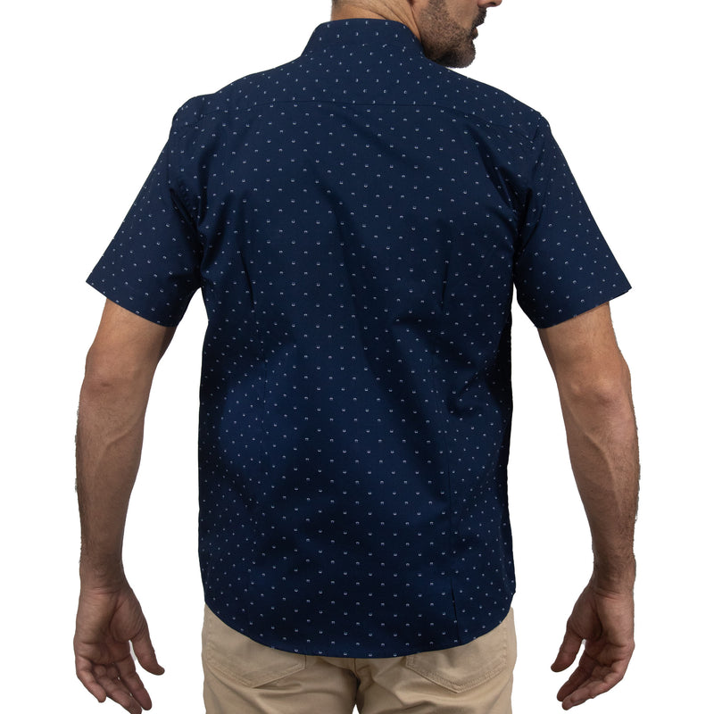 Camisa Azul con Estampado de Manga Corta 100% Algodón 2409128