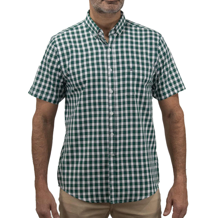 Camisa Bambú de Cuadros Verde con Manga Corta 2409133