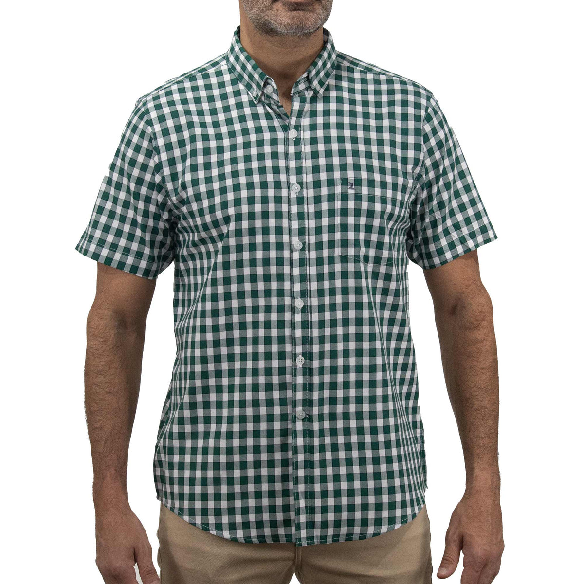 Camisa de Cuadros Verde con Manga Corta Talla Extra 2306018