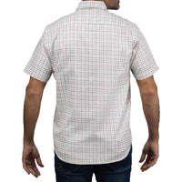 Camisa Cuadros Beige con Manga Corta 100% Algodón 2409141