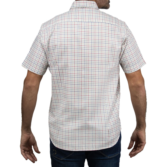 Camisa Cuadros Beige con Manga Corta 100% Algodón 2409141