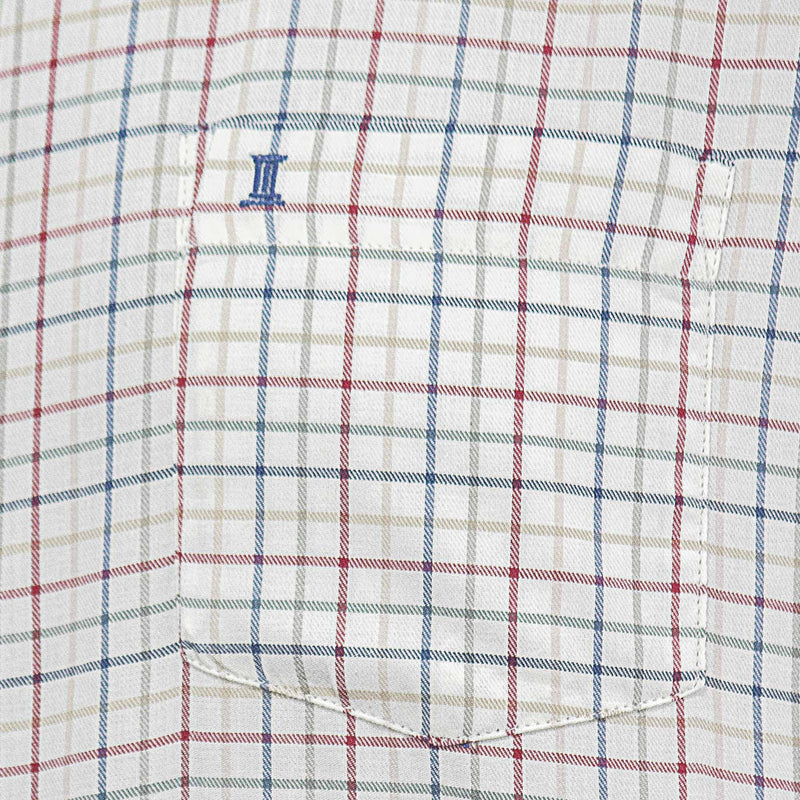 Camisa Cuadros Beige con Manga Corta 100% Algodón 2409141