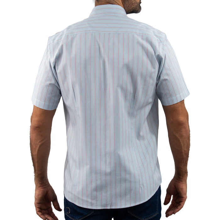 Camisa Rayas Azul con Manga Corta 100% Algodón 2409144
