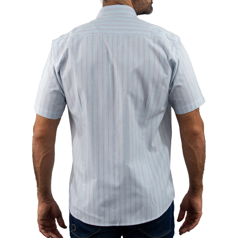 Camisa Rayas Azul con Manga Corta 100% Algodón 2409144