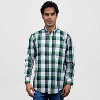 Camisa de Vestir Manga Larga Cuadros Verdes | Marca Dioro para Hombre