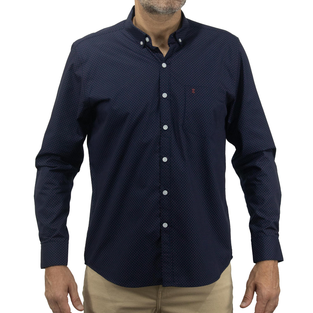 Camisa Azul con Estampado de Manga Larga 2409171