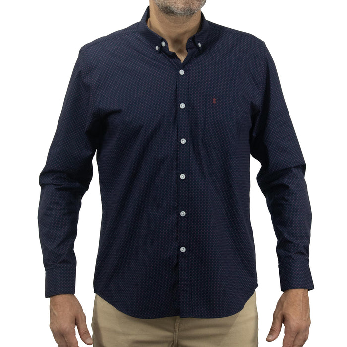 Camisa Azul con Estampado de Manga Larga 2409171