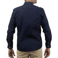 Camisa Azul con Estampado de Manga Larga 2409171