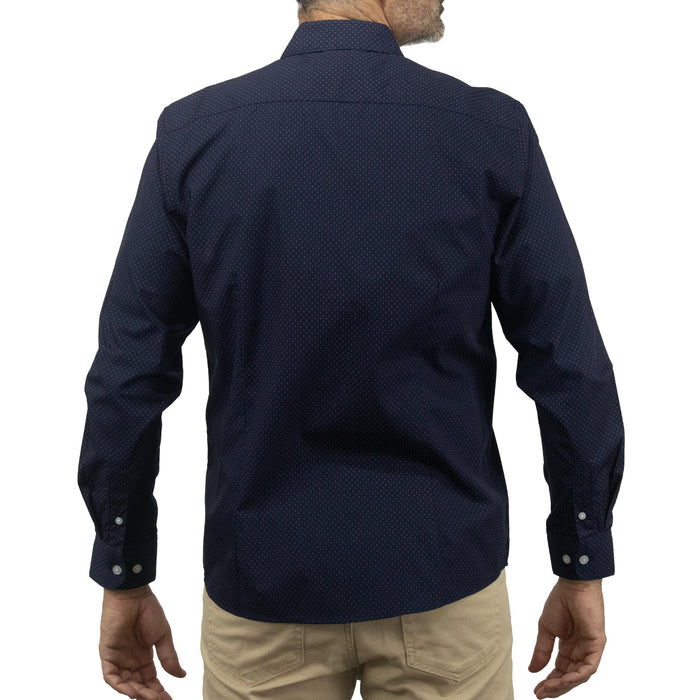 Camisa Azul con Estampado de Manga Larga 2409171