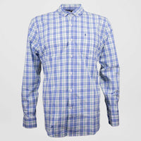 Camisa de Vestir Manga Larga Azul de Cuadros