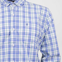 Camisa de Vestir Manga Larga Azul de Cuadros