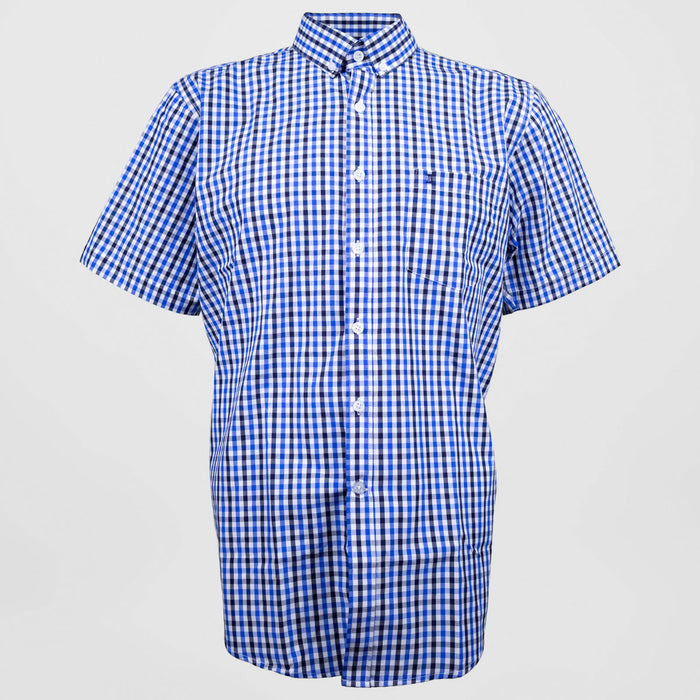 Camisa de Manga Corta Estilo Cuadros Azul | Marca Dioro para Hombre