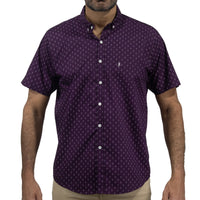 Camisa Morada Estampada de Manga Corta 2409181