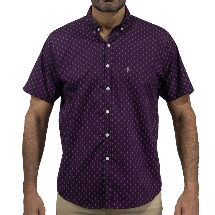 Camisa Morada Estampada de Manga Corta 2409181