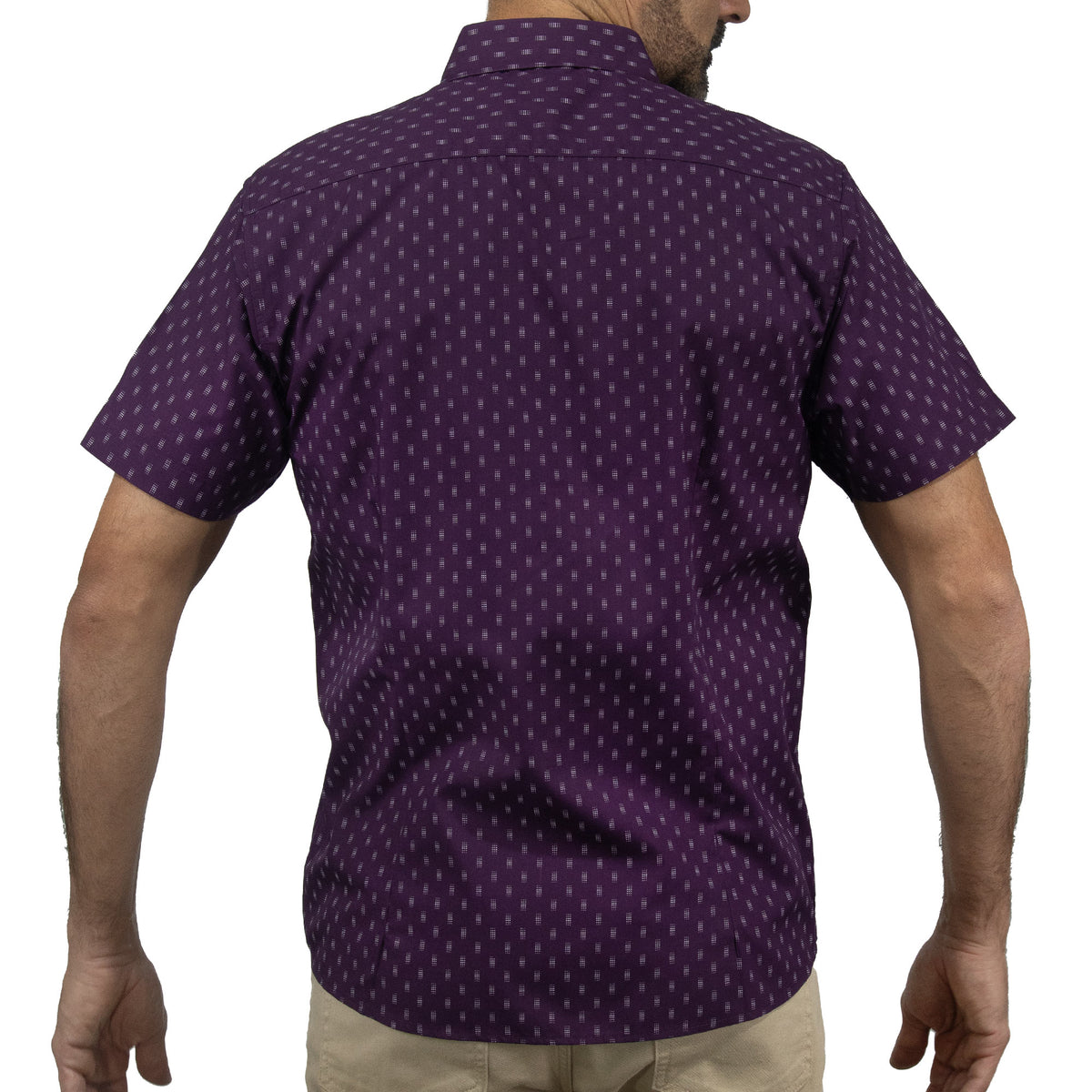 Camisa Morada Estampada de Manga Corta 2409181