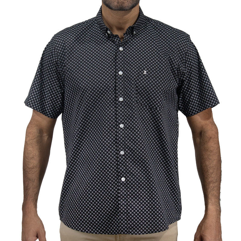 Camisa Negra con Estampado de Manga Corta 2409185