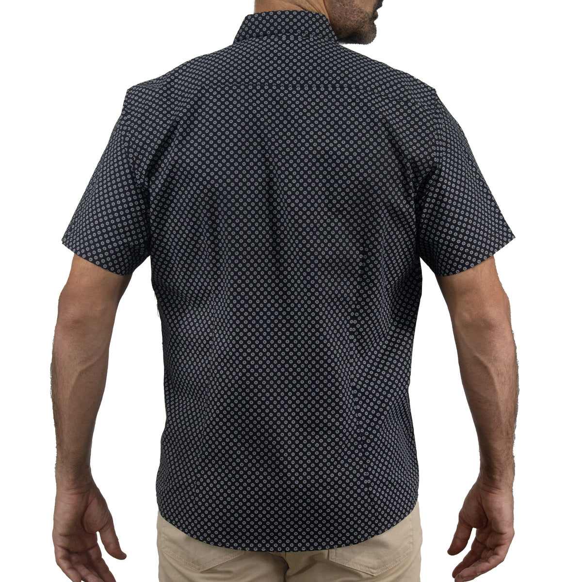 Camisa Negra con Estampado de Manga Corta 2409185