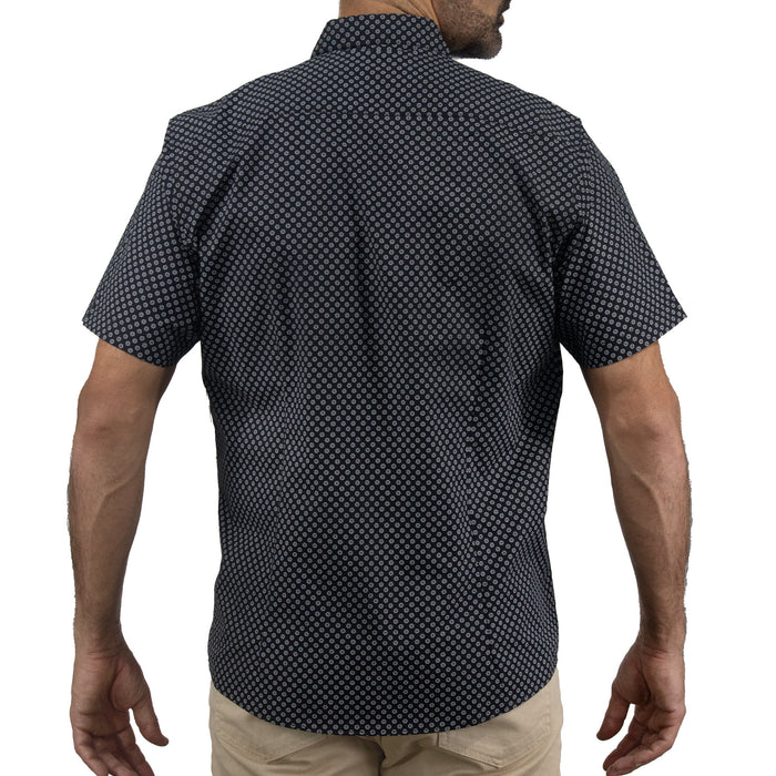 Camisa Negra con Estampado de Manga Corta 2409185