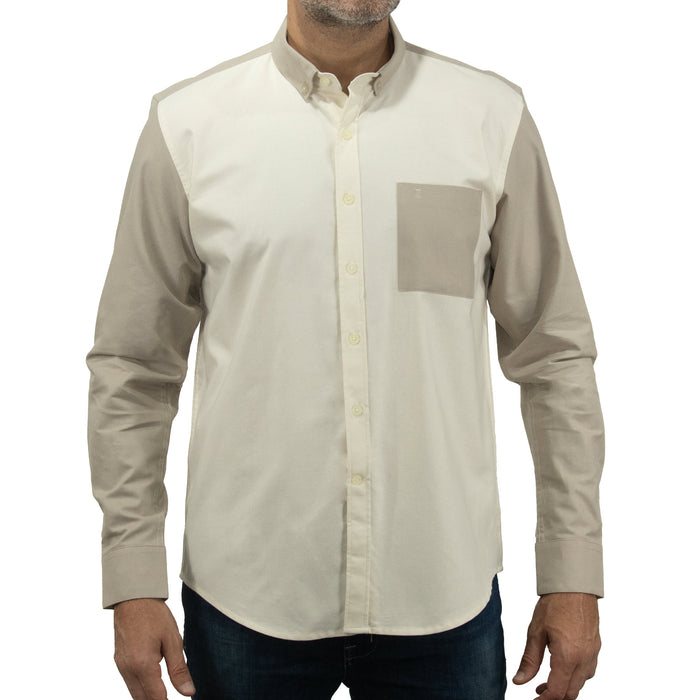 Camisa Lisa Caqui con Manga Larga 100% Algodón 2410190A