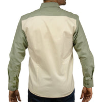 Camisa Verde Bloques con Manga Larga 100% Algodón 2410190