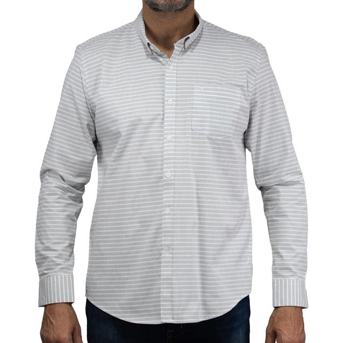 Camisa de Manga Larga Rayas Gris 100% Algodón 2410200