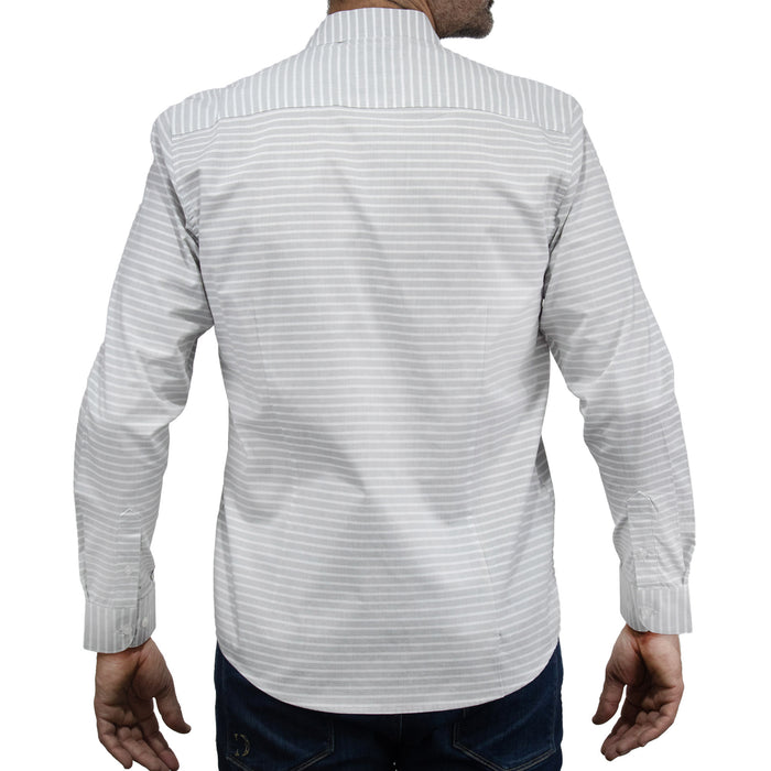 Camisa de Manga Larga Rayas Gris 100% Algodón 2410200