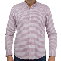 Camisa de Manga Larga Rayas Morado 100% Algodón 2410201