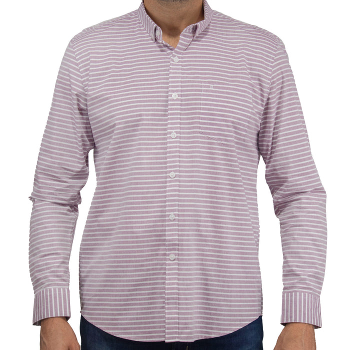 Camisa de Manga Larga Rayas Morado 100% Algodón 2410201