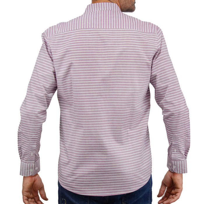 Camisa de Manga Larga Rayas Morado 100% Algodón 2410201