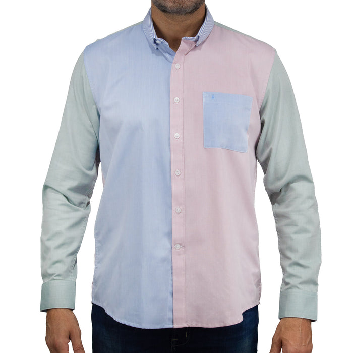 Camisa Multicolor Bloques Lisa con Manga Larga 100% Algodón 2410203