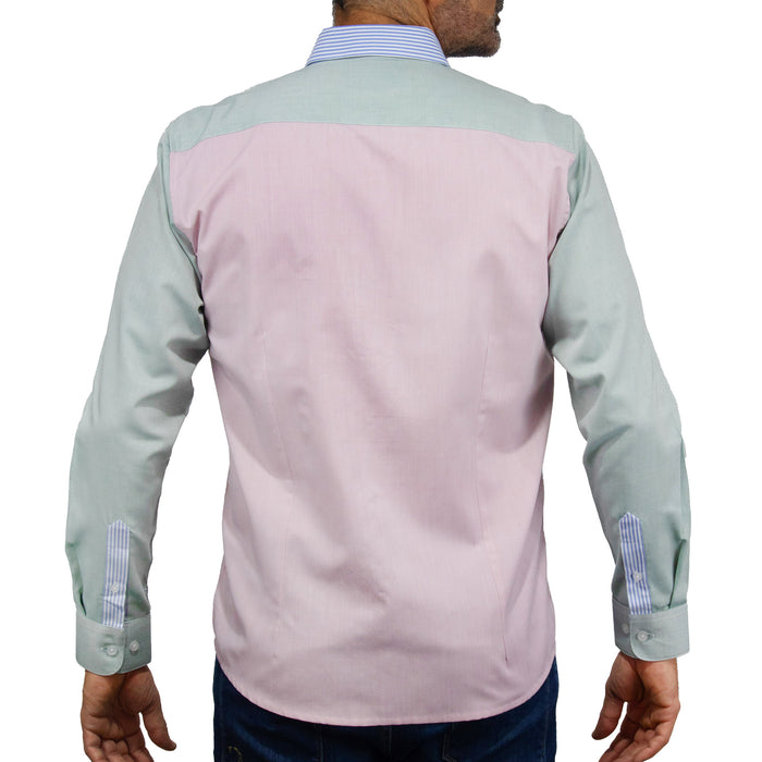 Camisa Multicolor Bloques Lisa con Manga Larga 100% Algodón 2410203