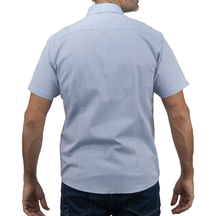 Camisa Bambú Lisa Azul con Manga Corta 2410209
