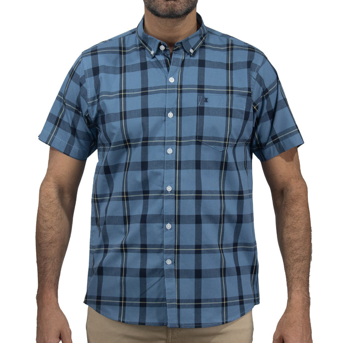 Camisa de Manga Corta Cuadros Azul 100% Algodón 2410214