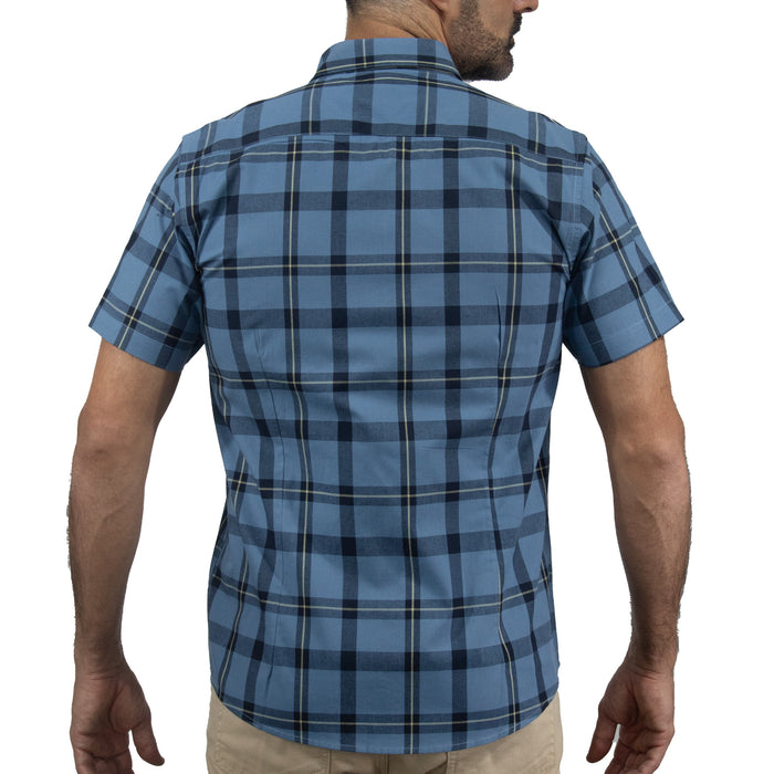 Camisa de Manga Corta Cuadros Azul 100% Algodón 2410214